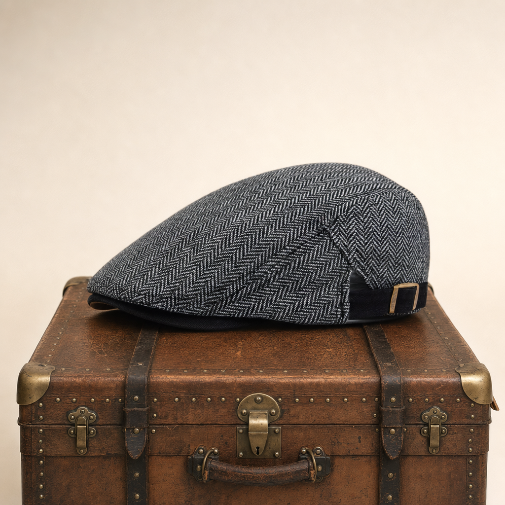 Herringbone Wool Driver Cap — LOUISBURGH