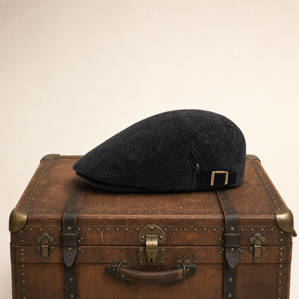 Herringbone Wool Driver Cap — LOUISBURGH